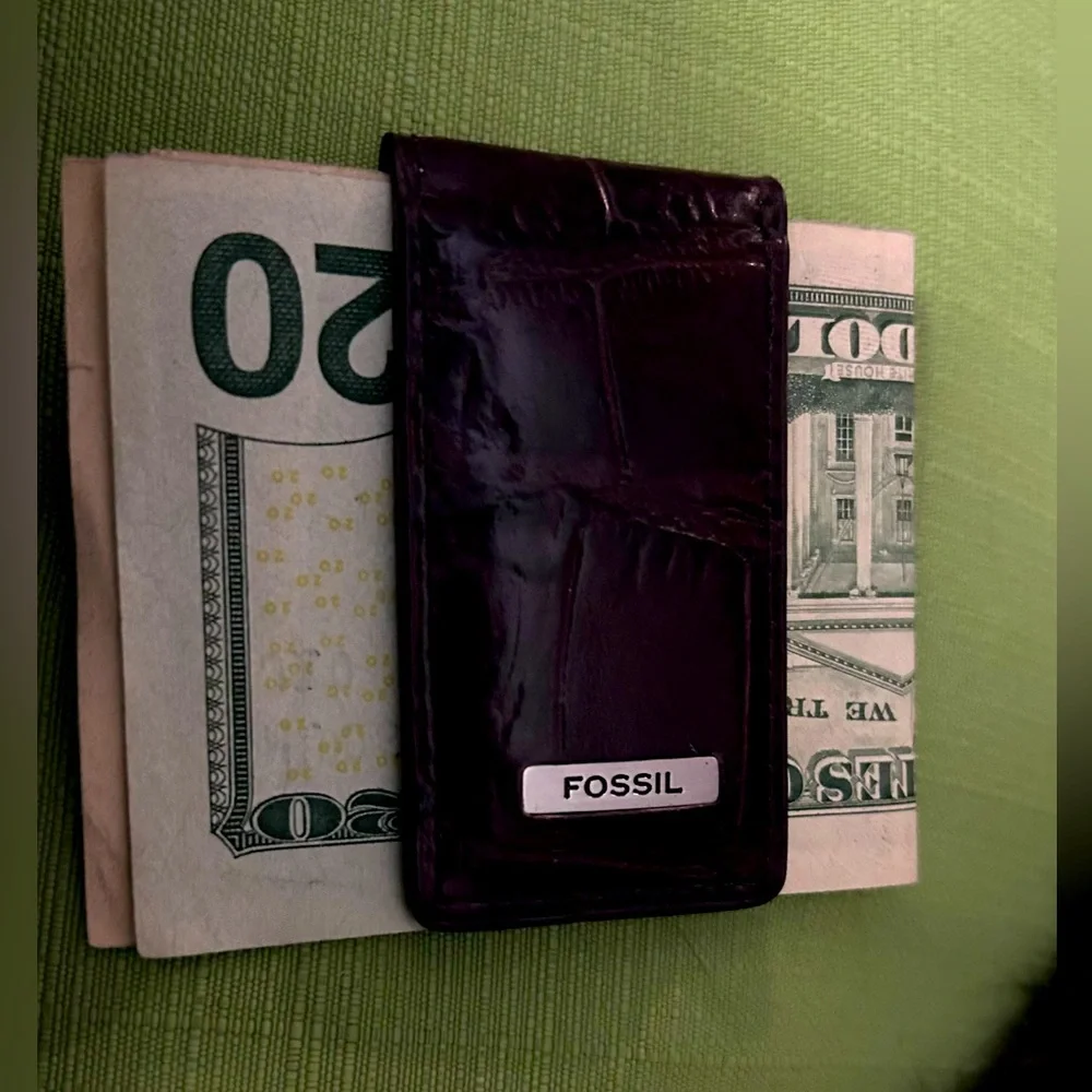 Fossil Brown Leather Money Clip